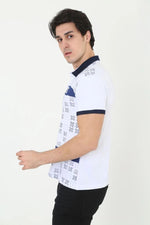 Erkek Polo Yaka Tişört Slim Fit Baskılı Kısa Kol T-Shirt - Beyaz
