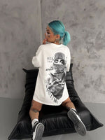 Kadın Kısa Kol Tişört Bisiklet Yaka Filistin Poşülü Baskılı T-Shirt - Beyaz