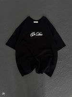 Kadın Baskılı T-Shirt Kısa Kol Bisiklet Yaka Oversize Rahat Kalıp Günlük Tişört - Siyah