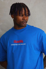 Erkek Baskılı T-Shirt Kısa Kol Bisiklet Yaka Rahat Kalıp Tişört  - Mavi