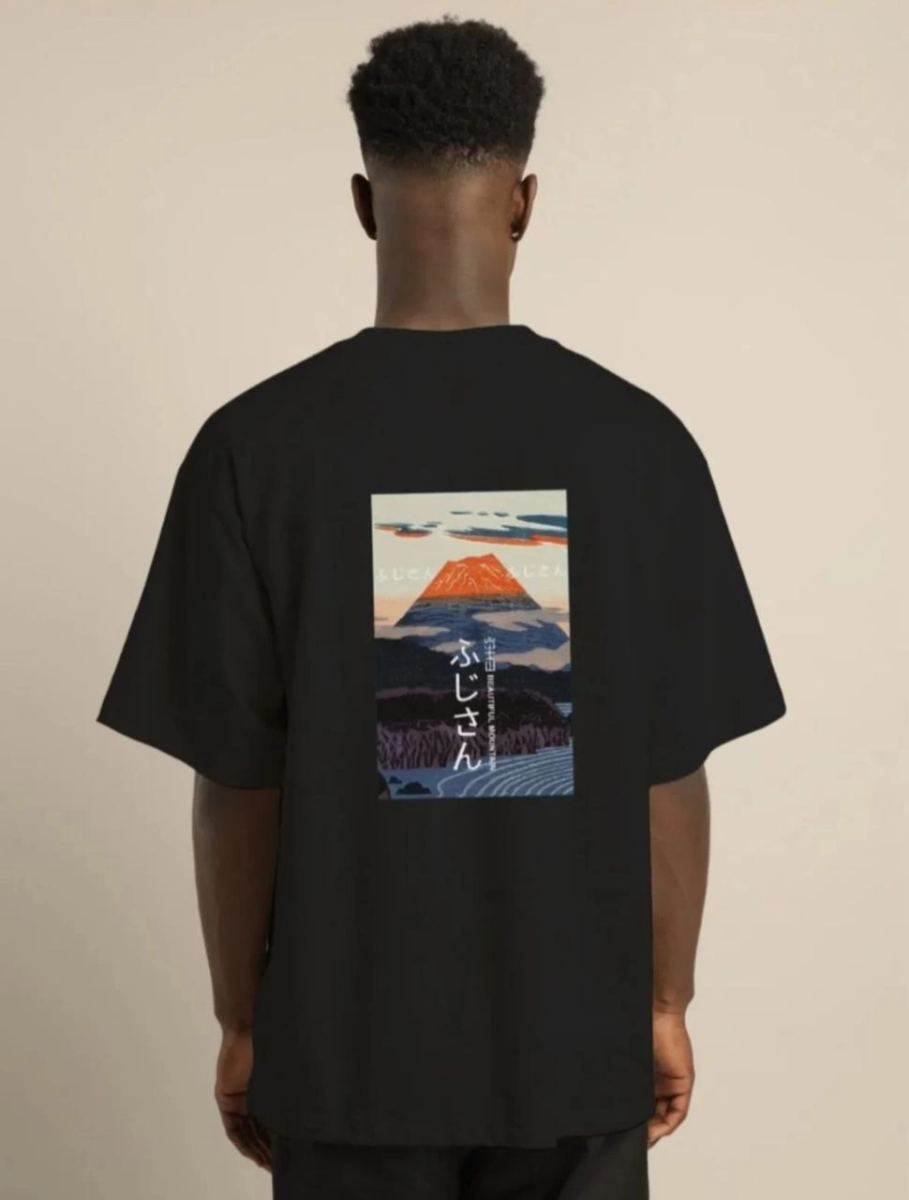 Erkek Kısa Kol Yazlık Tişört Bisiklet Yaka Baskılı Oversize T-Shirt - Siyah