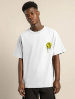 Erkek Kısa Kol Yazlık Tişört Bisiklet Yaka Baskılı Oversize T-Shirt - Beyaz