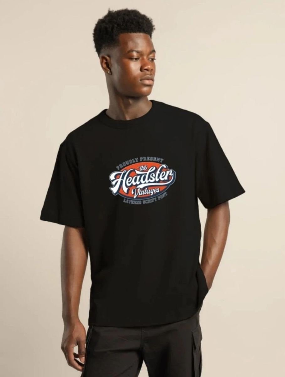 Erkek Baskılı T-Shirt Kısa Kol Bisiklet Yaka Regular Fit Rahat Kalıp Günlük Tişört - Siyah