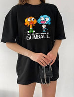 Kadın Kısa kol Tişört Bisiklet Yaka Baskılı Oversize T-Shirt - Siyah
