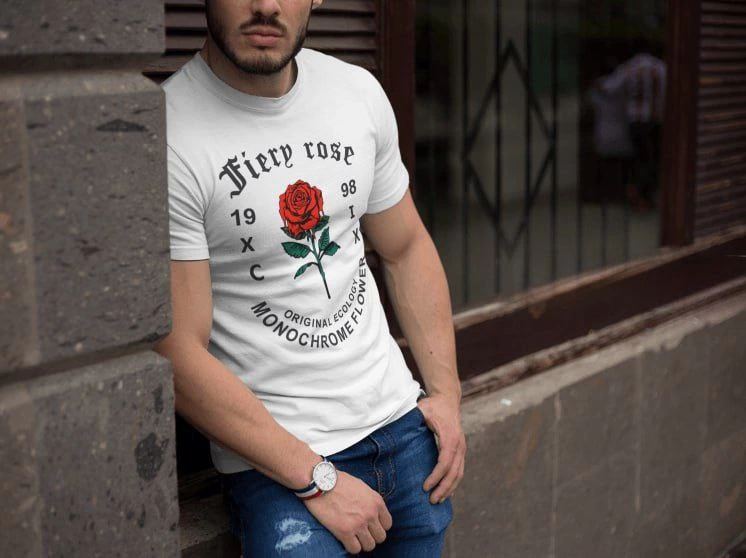 Erkek Tişort Bisiklet Yaka Baskılı Kısa kol T-Shirt - Beyaz