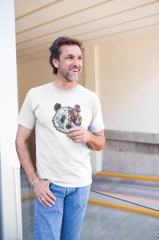 Erkek Kısa Kol Yazlık Tişört Bisiklet Yaka Baskılı Oversize T-Shirt - Beyaz