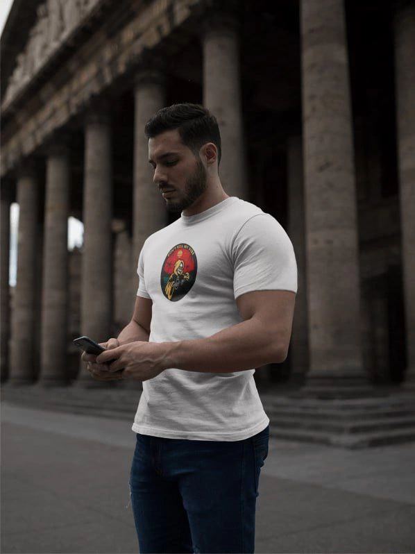 Erkek Kısa Kol Yazlık Tişört Bisiklet Yaka Baskılı Oversize T-Shirt - Beyaz