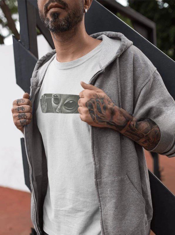 Erkek Kısa Kol Yazlık Tişört Bisiklet Yaka Baskılı Oversize T-Shirt - Beyaz