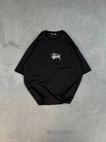 Erkek Kısa Kol Yazlık Tişört Bisiklet Yaka Baskılı Oversize T-Shirt - Siyah