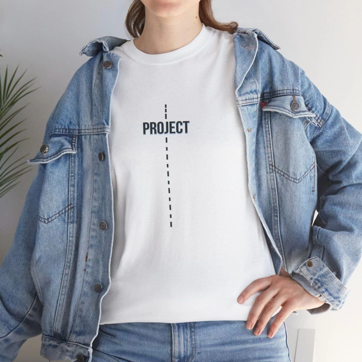 Kadın Bisiklet Yaka Baskılı  Kısa kol T-Shirt - Beyaz
