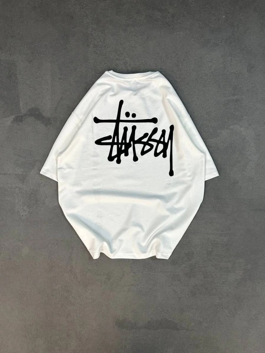 kadın Bisiklet Yaka Baskılı Oversize  Kısa kol T-Shirt - Beyaz