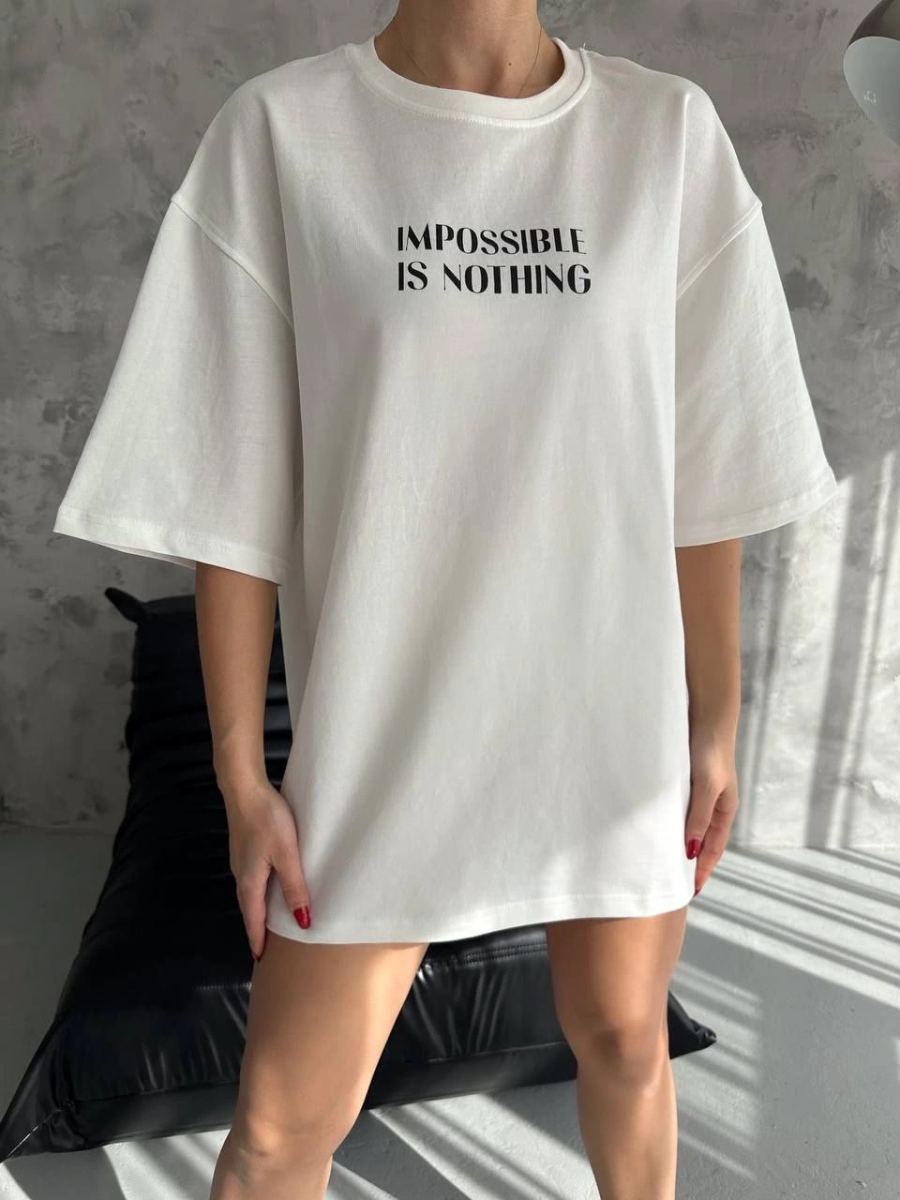 kadın Bisiklet Yaka Baskılı Oversize  Kısa kol T-Shirt - Beyaz