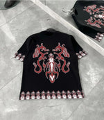 Erkek  Kısa kol  Bisiklet Yaka Baskılı Oversize T-Shirt - Siyah