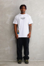 Erkek Bisiklet Yaka Baskılı Oversize T-Shirt - Beyaz
