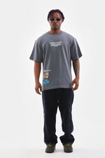 Erkek Tişort  Bisiklet Yaka Baskılı Oversize T-Shirt - Gri
