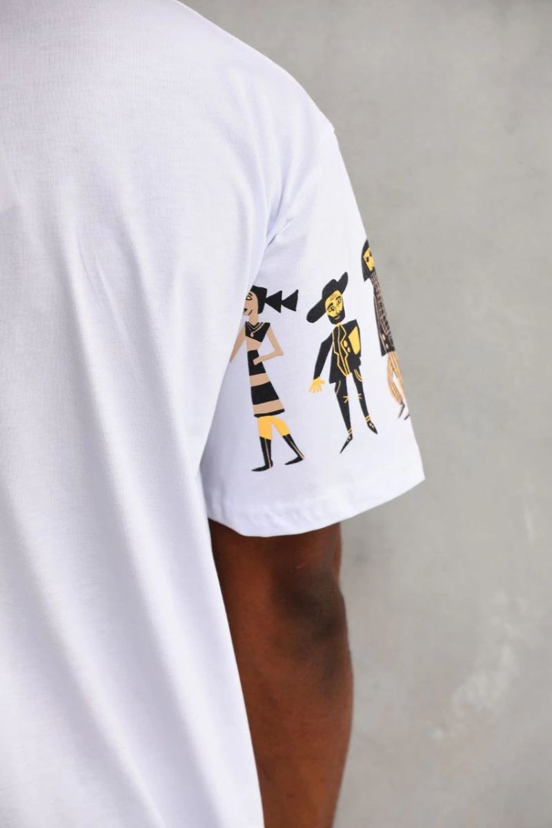 Erkek Kısa Kol Yazlık Tişört Bisiklet Yaka Baskılı Oversize T-Shirt - Beyaz