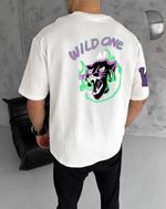 Erkek Kısa Kol Tişört Bisiklet Yaka W Wildone Baskılı T-Shirt - Beyaz