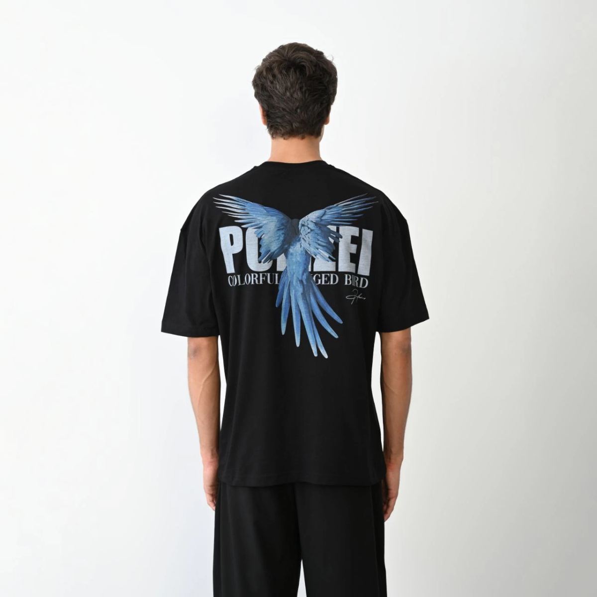 Erkek Baskılı T-Shirt Kısa Kol Bisiklet Yaka Regular Fit Rahat Kalıp Günlük Tişört - Siyah