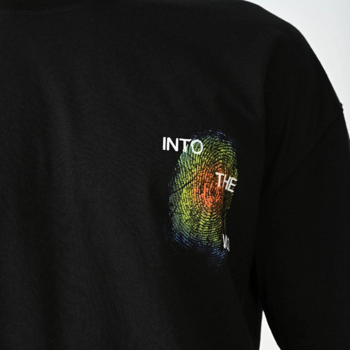 Erkek Kısa Kol Yazlık Tişört Bisiklet Yaka Baskılı Oversize T-Shirt - Siyah