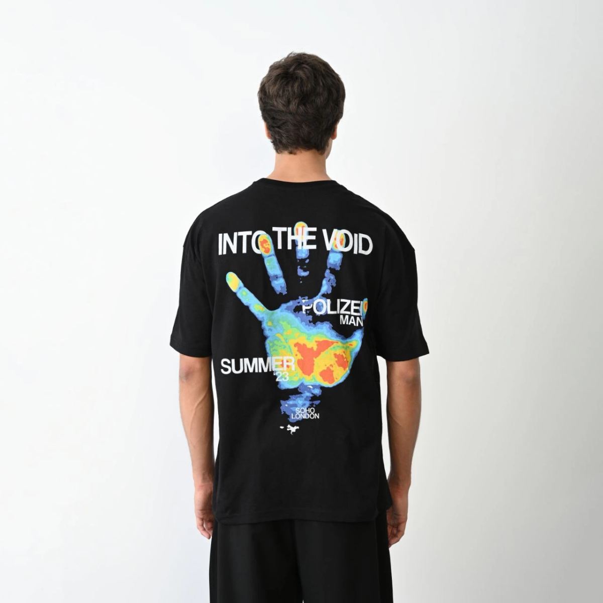 Erkek Kısa Kol Yazlık Tişört Bisiklet Yaka Baskılı Oversize T-Shirt - Siyah