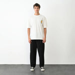 Erkek Kısa Kol Yazlık Tişört Bisiklet Yaka Baskılı Oversize T-Shirt - Beyaz