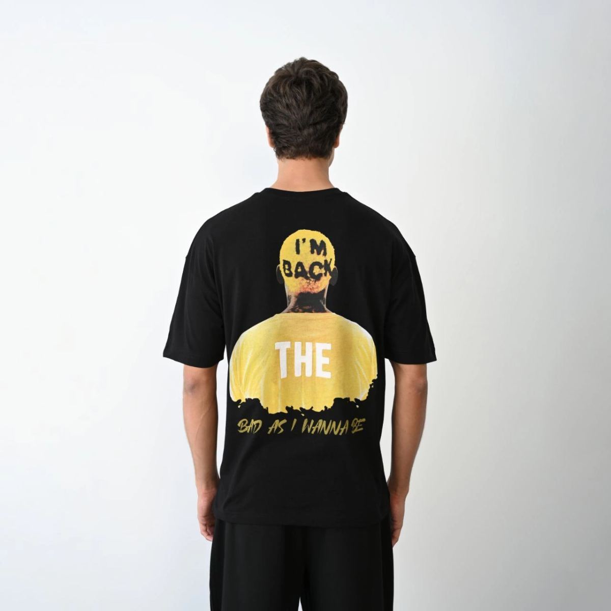 Erkek Baskılı T-Shirt Kısa Kol Bisiklet Yaka Regular Fit Rahat Kalıp Günlük Tişört - Siyah