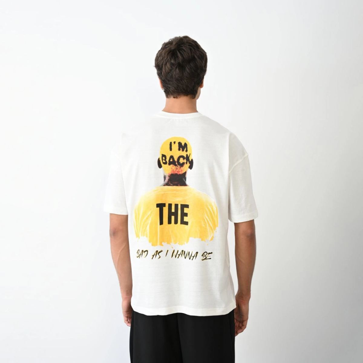 Erkek Baskılı T-Shirt Kısa Kol Bisiklet Yaka Regular Fit Rahat Kalıp Günlük Tişört- Beyaz