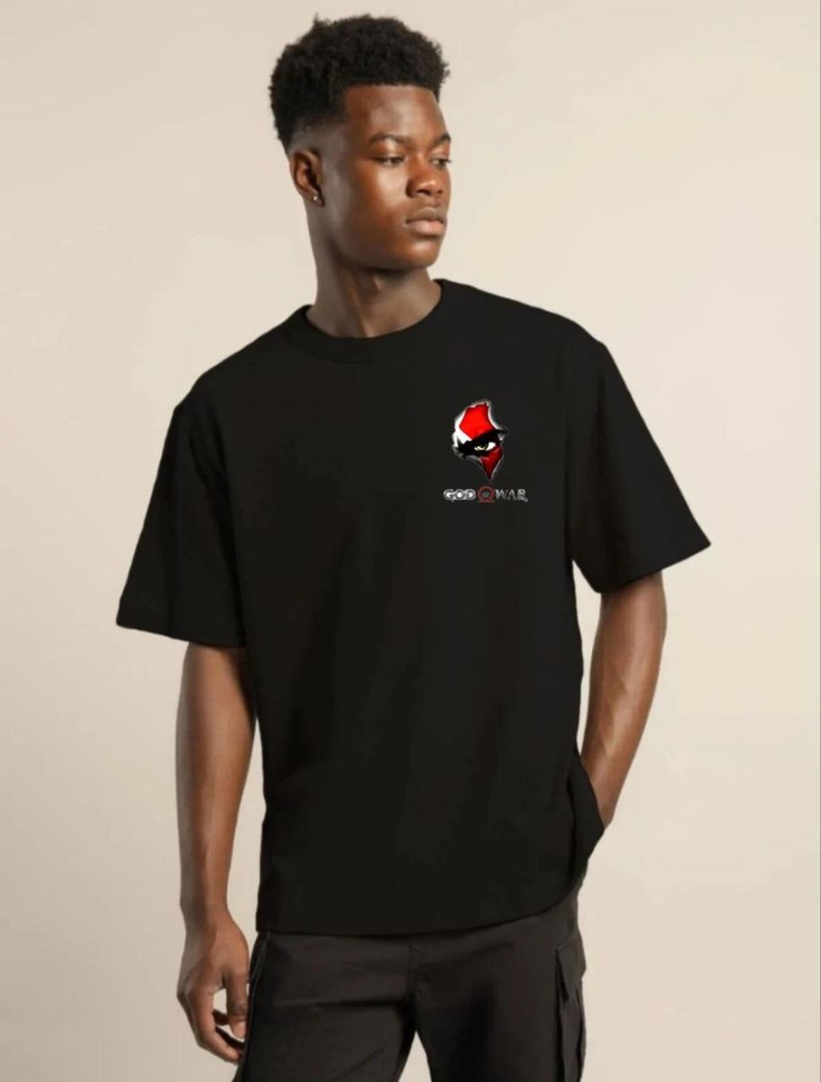 Erkek Baskılı T-Shirt Kısa Kol Bisiklet Yaka Regular Fit Rahat Kalıp Günlük Tişört - Siyah