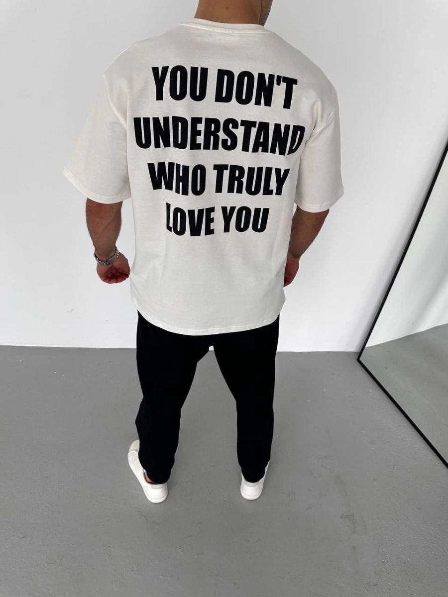 Erkek Baskılı T-Shirt Kısa Kol Bisiklet Yaka Regular Fit Rahat Kalıp Günlük Tişört - Beyaz