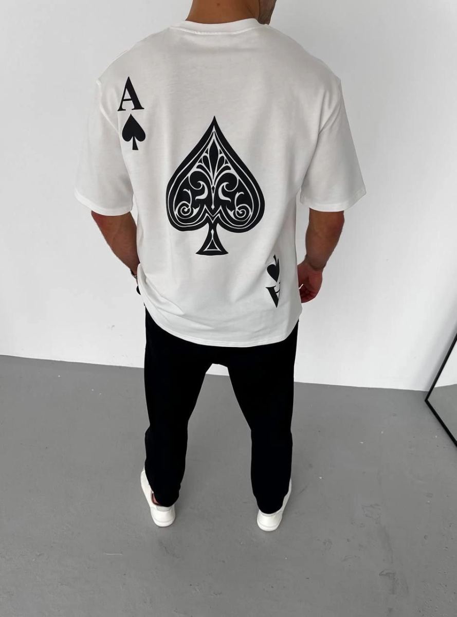 Erkek Baskılı T-Shirt Kısa Kol Bisiklet Yaka Regular Fit Rahat Kalıp Günlük Tişört - Beyaz