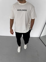 Erkek Yazlık Baskılı Tişört Bisiklet Yaka Kısa Kol Regular Fit T-Shirt - Beyaz