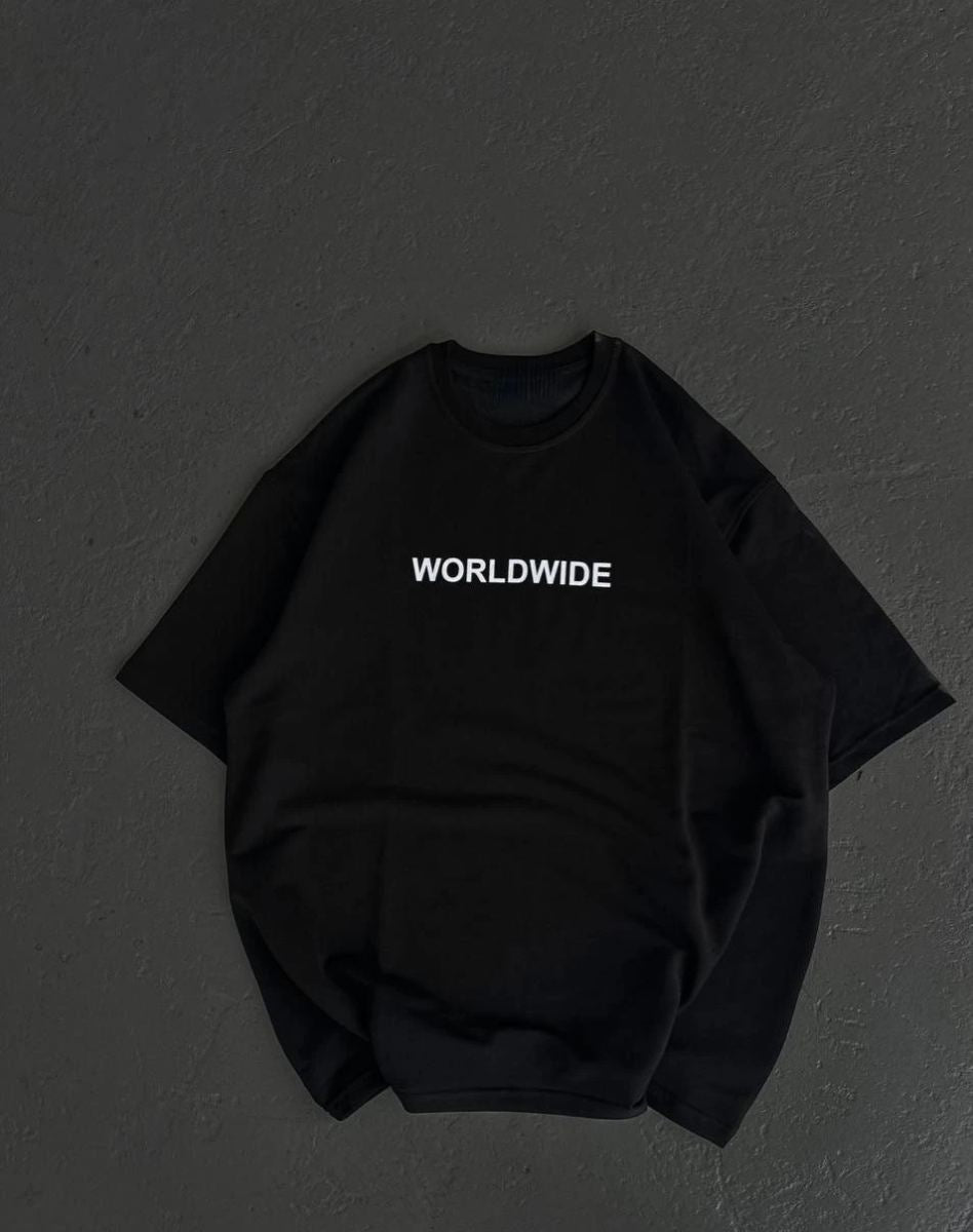 Kadın Baskılı T-Shirt Kısa Kol Bisiklet Yaka Oversize Rahat Kalıp Günlük Tişört   - Siyah