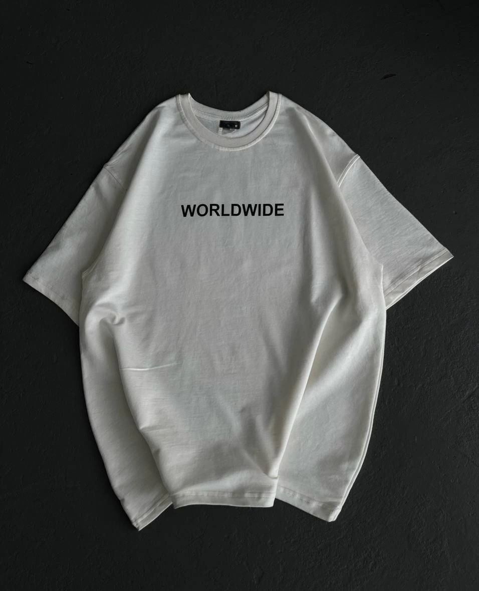 Kadın Baskılı T-Shirt Kısa Kol Bisiklet Yaka Oversize Rahat Kalıp Günlük Tişört   - Beyaz