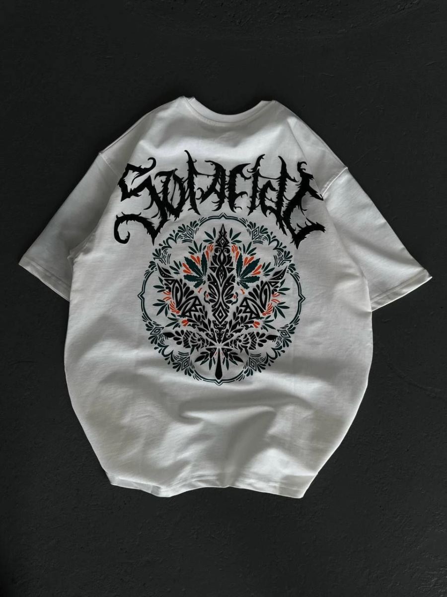 Kadın Baskılı T-Shirt Kısa Kol Bisiklet Yaka Oversize Rahat Kalıp Günlük Tişört   - Beyaz