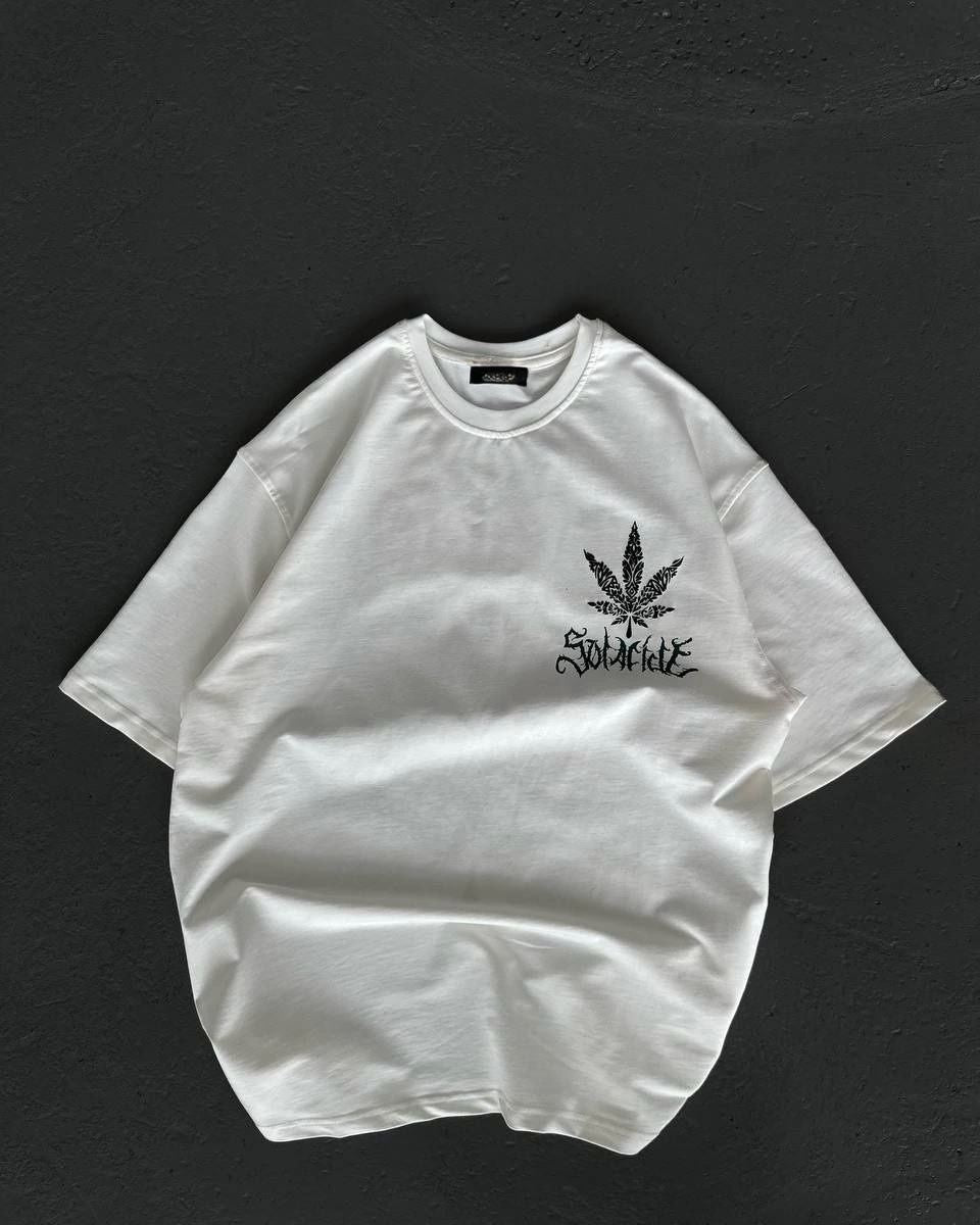 Kadın Baskılı T-Shirt Kısa Kol Bisiklet Yaka Oversize Rahat Kalıp Günlük Tişört   - Beyaz