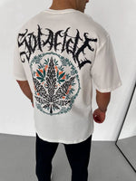 Erkek Baskılı T-Shirt Kısa Kol Bisiklet Yaka Regular Fit Rahat Kalıp Günlük Tişört - Beyaz