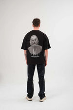 Kadın Baskılı T-Shirt Kısa Kol Bisiklet Yaka Oversize Rahat Kalıp Günlük Tişört   - Siyah