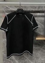 Erkek Tişört Karoyaka Dikişli Oversize T-Shirt - Siyah