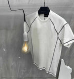 Erkek Tişört Karoyaka Dikişli Oversize T-Shirt - Beyaz
