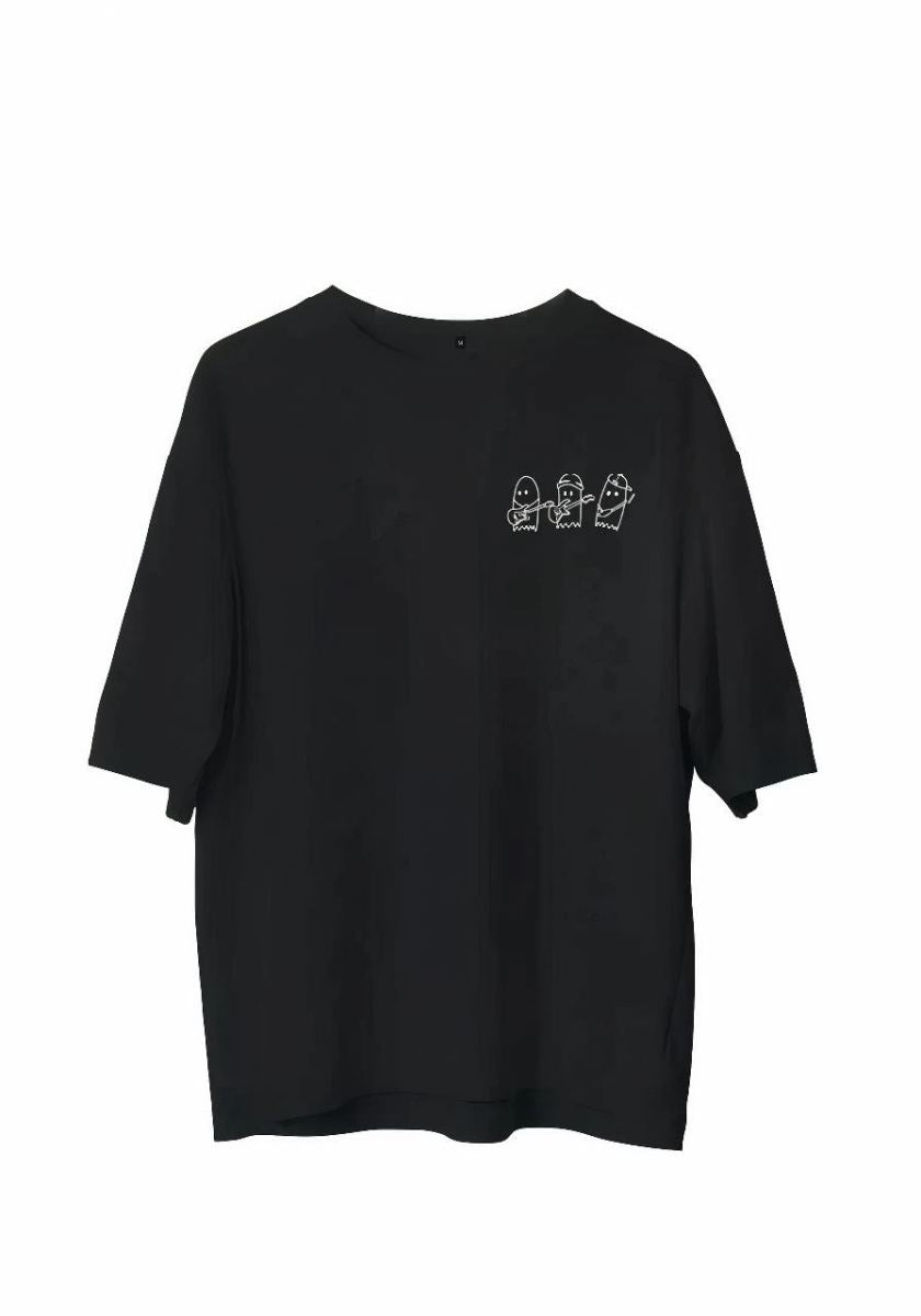Erkek Baskılı T-Shirt Kısa Kol Bisiklet Yaka Regular Fit Rahat Kalıp Günlük Tişört - Siyah