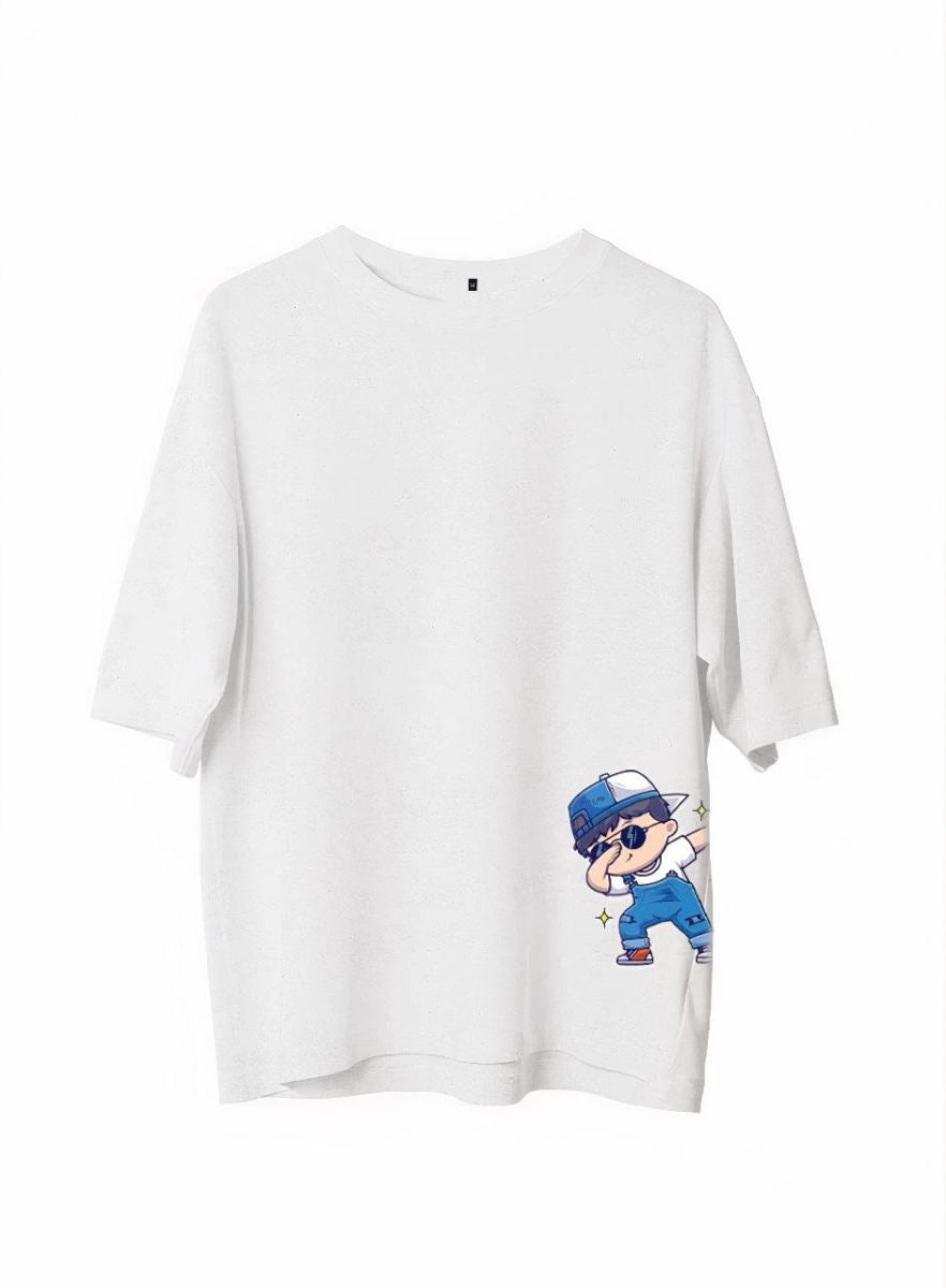 Erkek Baskılı T-Shirt Kısa Kol Bisiklet Yaka Regular Fit Rahat Kalıp Günlük Tişört - Beyaz