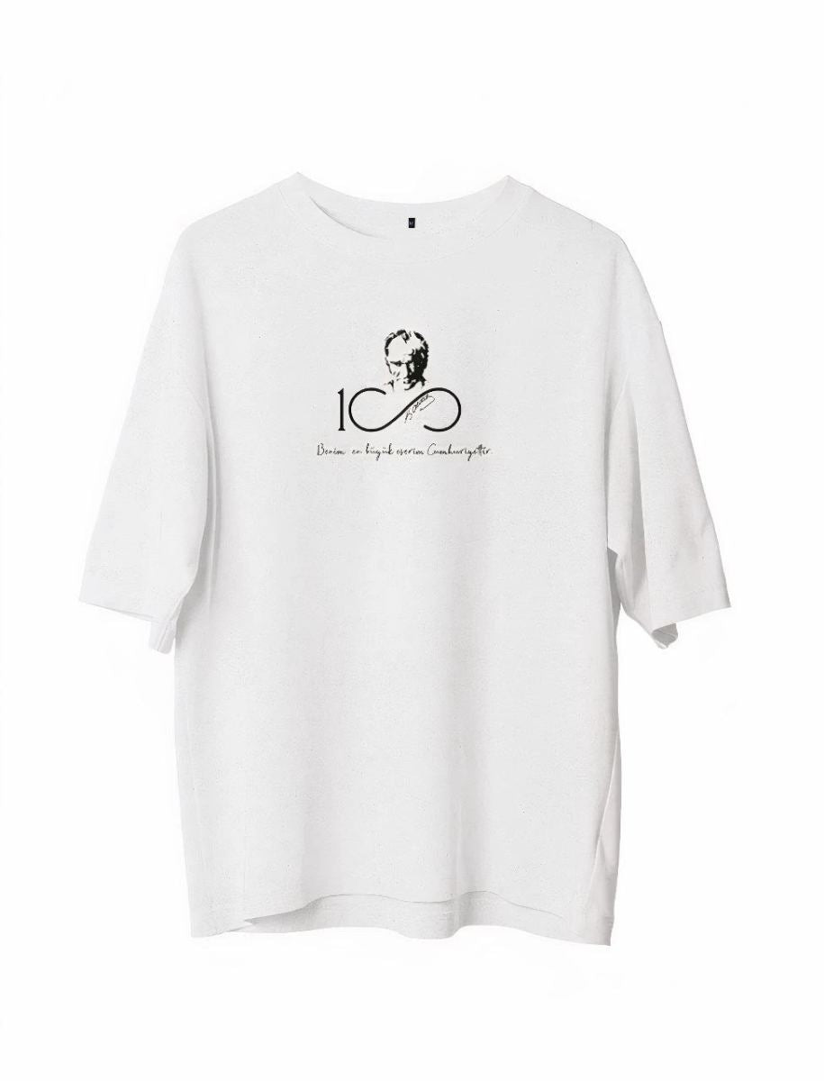 Erkek Baskılı T-Shirt Kısa Kol Bisiklet Yaka Regular Fit Rahat Kalıp Günlük Tişört - Beyaz