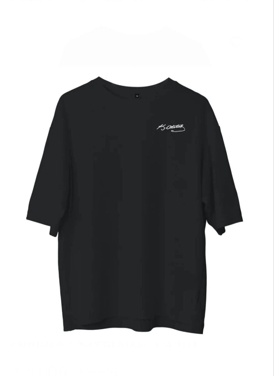 Erkek Kısa Kol Tişört Bisiklet Yaka ATATÜRK Baskılı T-Shirt - Siyah