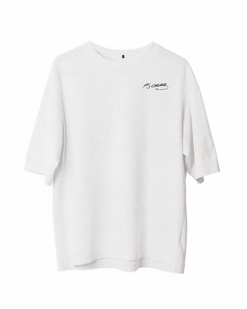Erkek Kısa Kol Tişört Bisiklet Yaka ATATÜRK Baskılı T-Shirt -  Beyaz