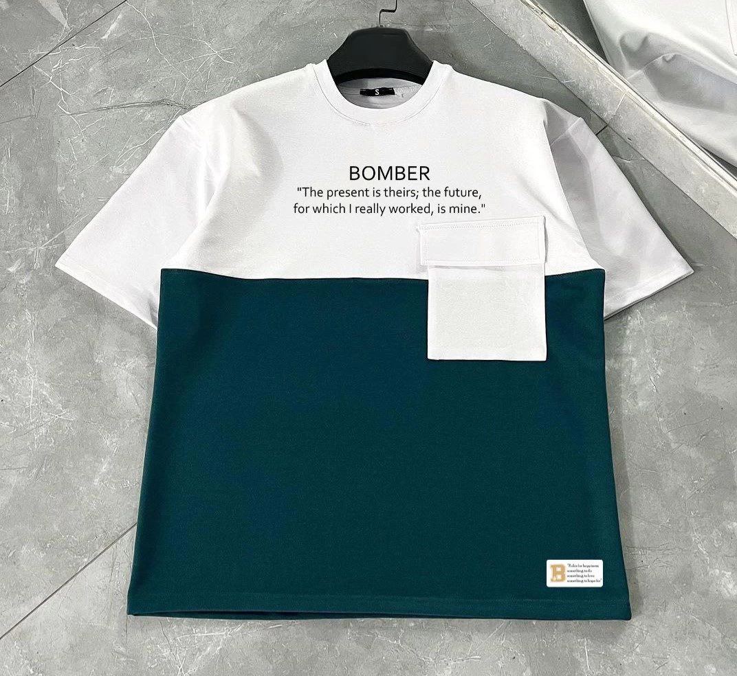 ERKEK Tişört Torba Cepli Parçalı Kısa Kol T-Shirt - Lacivert