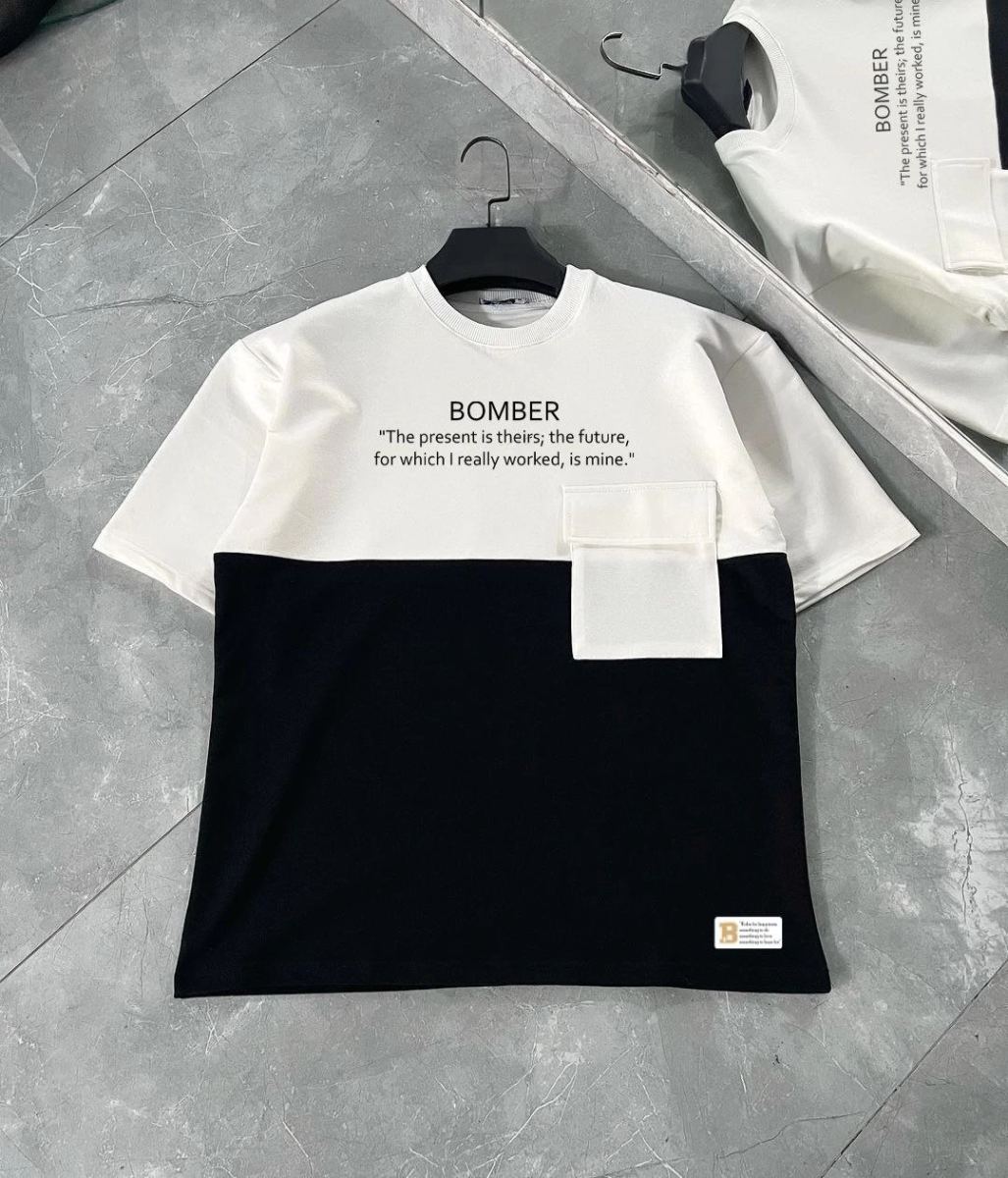 ERKEK Tişört Torba Cepli Parçalı Kısa Kol T-Shirt - iyah