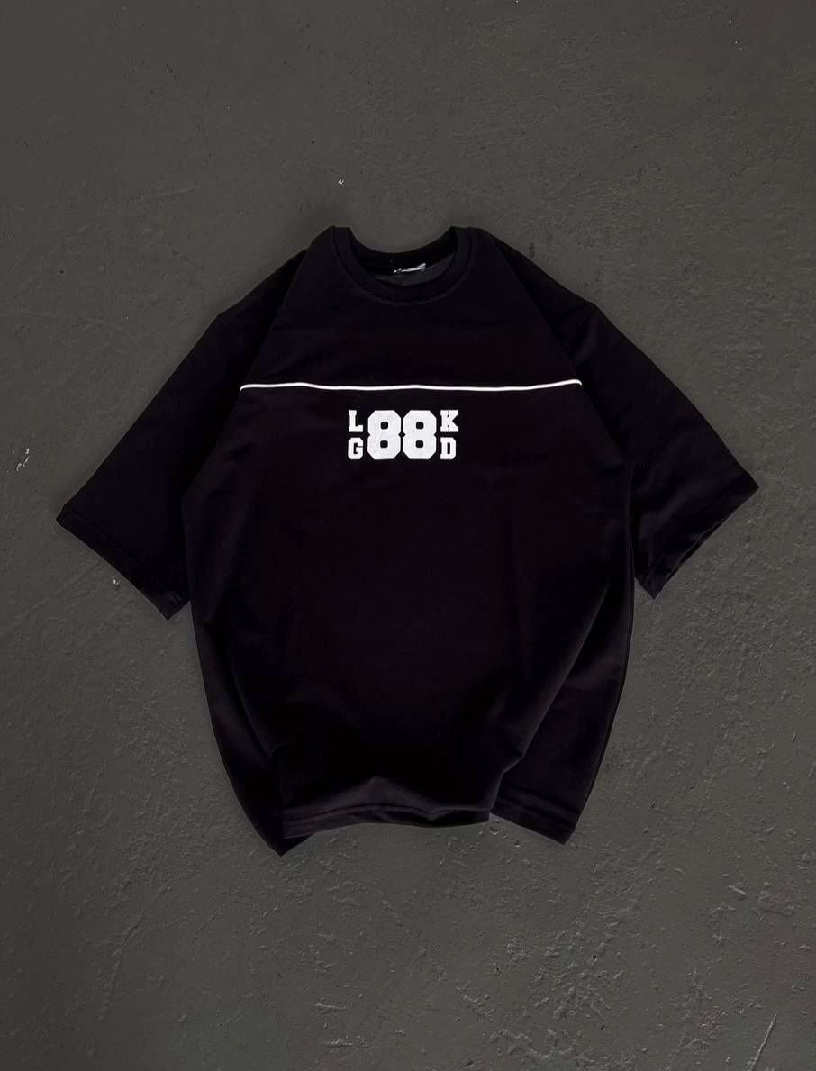 Kadın Baskılı T-Shirt Kısa Kol Bisiklet Yaka Oversize Rahat Kalıp Günlük Tişört   - Siyah