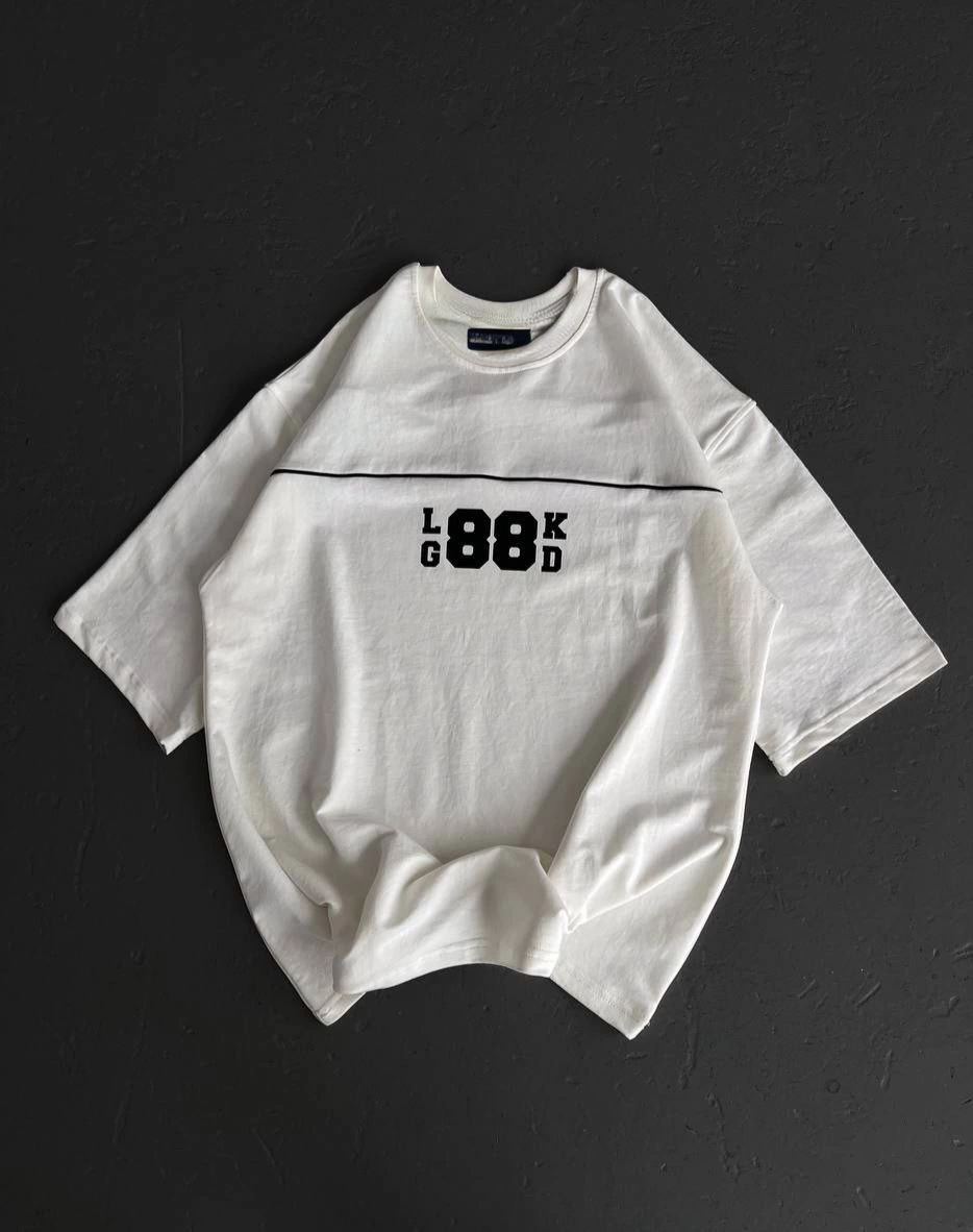 Kadın Baskılı T-Shirt Kısa Kol Bisiklet Yaka Oversize Rahat Kalıp Günlük Tişört   - Beyaz