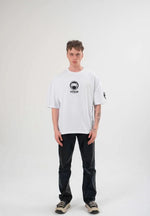 Erkek Kısa Kol Tişört Göğüs ve Kol Bisiklet Yaka Baskılı T-Shirt - Beyaz
