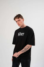Erkek Kısa Kol Yazlık Tişört Bisiklet Yaka Baskılı Oversize T-Shirt -  Siyah